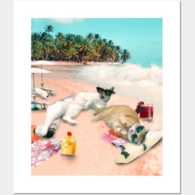 Funny Cat Beach Wall Art by Random Galaxy